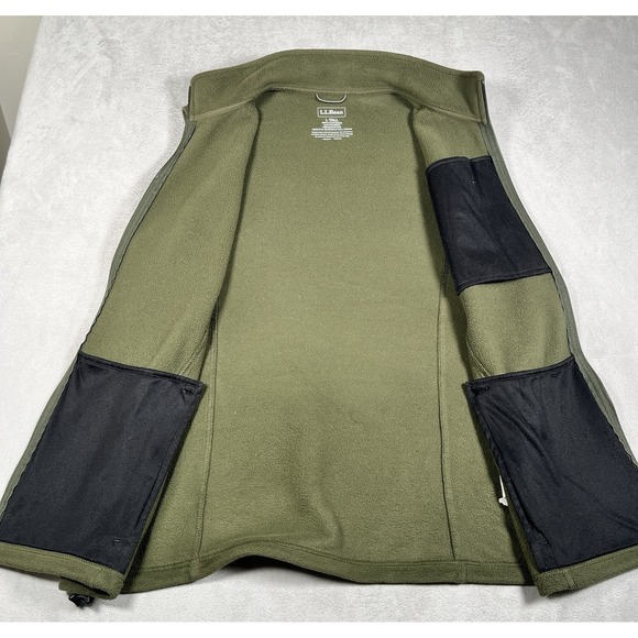 LL Bean Vest Mens L -Tall Green Full Zip Polartec Fleece Zipped Pockets-EUC - Picture 5 of 9